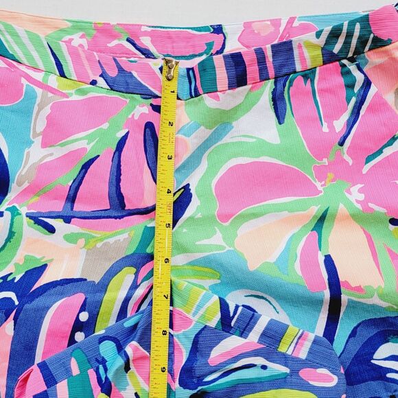 Lilly Pulitzer 5" Magnolia Scallop Shorts Womens 4 Multi Exotic Garden Pink Blue - Picture 10 of 11